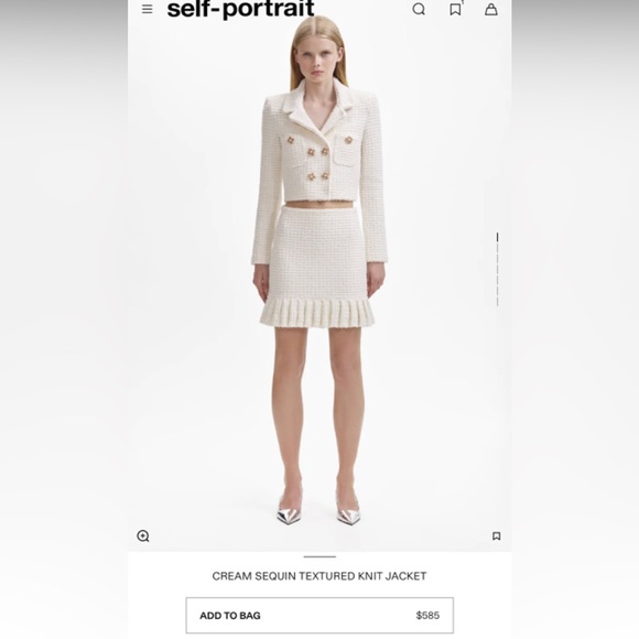 Self Portrait CREAM SEQUIN TEXTURED KNIT FULL SET - Picture 3 of 7